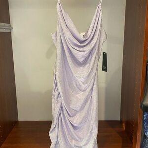 Lavender, sparkly slip dress.